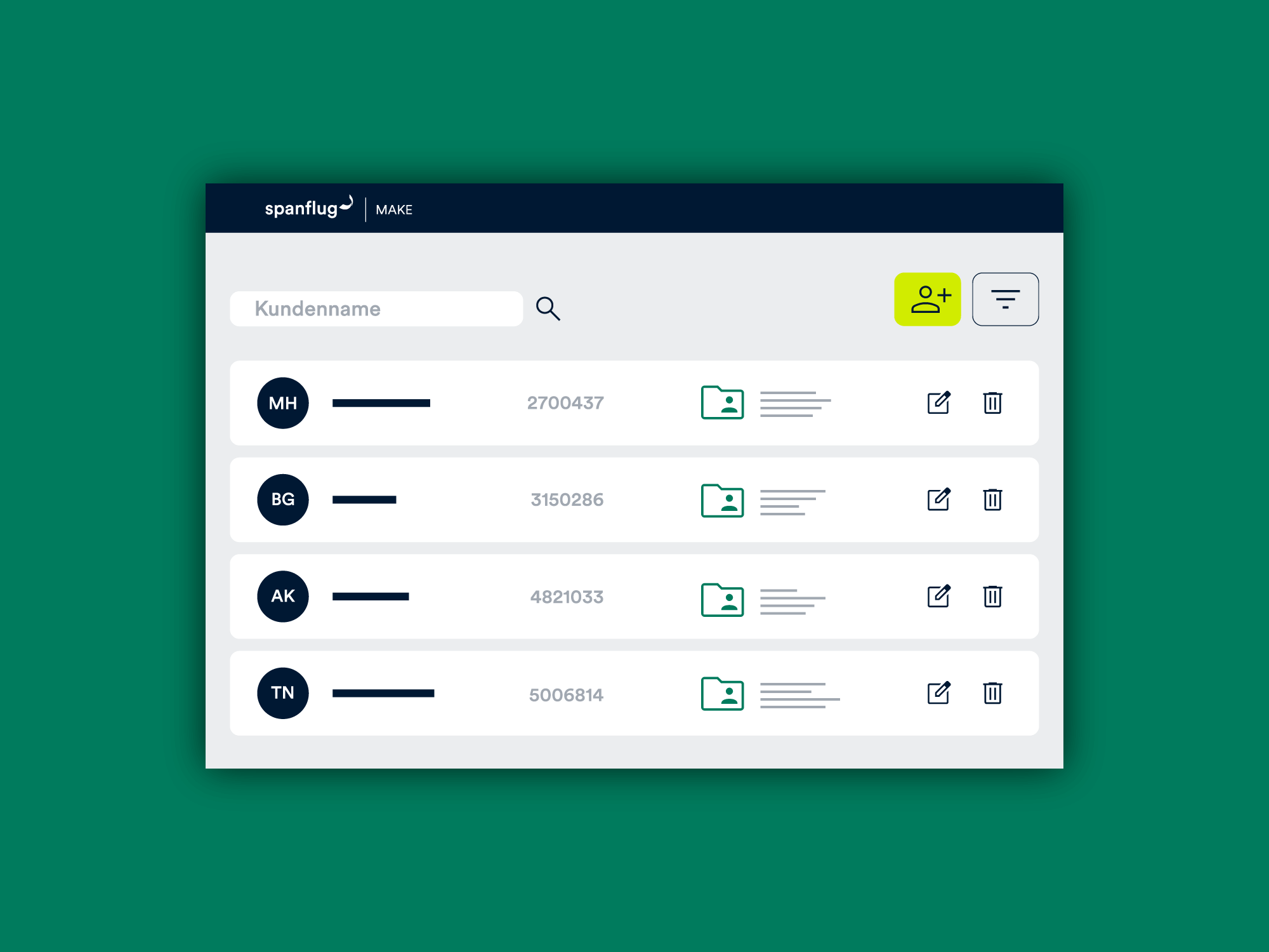 Spanflug Make Kundendaten verwalten Infografik